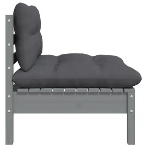 Canapé de jardin en bois de pin massif et tissu (100% polyester) gris 100% polyester - Product Image 3