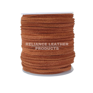 Cordon en cuir suédé plat véritable de couleur tan, vente en gros, directement de l'usine, doux, durable, pour bijoux, porte-clés, bracelets, Reliance - Product Image 1