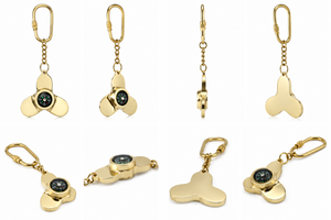 Premium Brass Nautical Compass Fan <b>Key</b> Chain Marine Propeller <b>Key</b> Holder for Sailors Travelers and Adventure Enthusiasts - Product Image 2