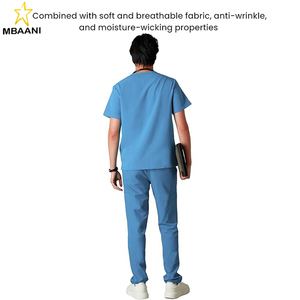 เสื้อสครับคอวีผู้ชายไบรท์ตันพร้อมกระเป๋า |   ชุดแพทย์สำหรับผู้ชาย |   ชุดยูนิฟอร์มโรงพยาบาล |   ผ้าที่ยืดหยุ่นได้ - Product Image 5