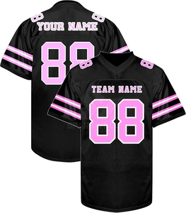 Maillot de football américain personnalisé noir et rose, col en V, manches courtes, maille, nom de l'équipe, numéro 88, uniforme adulte - Product Image 5