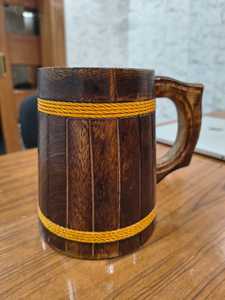 Handmade Eco-Friendly <b>Wood</b> Beer Mug Dark Natural Tankard Unique Design Modern Collectible Gift <b>Barrel</b> Cup by Taqi Craft - Product Image 2