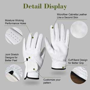 Gants de golf en peau de mouton personnalisés de haute qualité avec logo, pour droitier/gaucher, respirants, à doigts complets, à enfiler, pour hommes, pour tous les sports et toutes les conditions météorologiques - Product Image 6