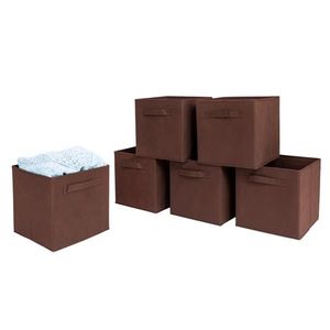 Set di 6 Scatole Portaoggetti in Tessuto Non Tessuto Marrone di Alta Qualità per Organizzazione Vestiti - Product Image 5