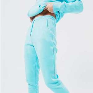 Conjunto Deportivo de Felpa de Algodón con Capucha para Mujer, Color Turquesa Sólido, Pantalón Largo, Estilo Casual, con Bolsillos, Corte Regular, para Invierno - Product Image 3