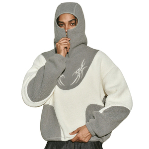 Unisex Oversized Fit White <b>Sherpa</b> <b>Fleece</b> Hooded Pullover Sweatshirt Pocket Winter Warm Zipper Hoodie 100% Cotton Breathable - Product Image 2