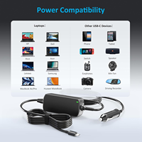 Chargeur de voiture USB-C 100W PD 3.0 à charge rapide, alimentation 5-20V CC pour MacBook, HP, Dell, Lenovo ThinkPad, Surface, Chromebook