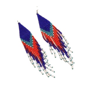 Perles de riz faites à la main gland boho perle de rocaille bijoux bohème longue frange perlée boucles d'oreilles pour les femmes - Product Image 3