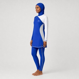 Ensemble de bikini modeste personnalisé à imprimé animalier pour femme, coupe haute, logo frontal, séchage rapide, écologique, 2 pièces, burkini, ensemble de bikini modeste - Product Image 6