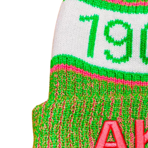 AKA Beanie Hat Without Pom Green White Embroidered Letter Knit <b>Winter</b> <b>Cap</b> Warm Casual Fashion Headwear Stylish Hat for Men Women - Product Image 2