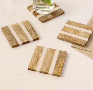 Sous-verre rond en bois, résistant à la chaleur, réutilisable, écologique, pour table à manger, tapis de table, tapis de plage, artisanal en bois - Product Image 6