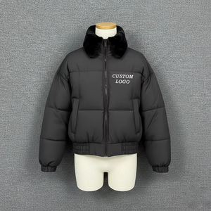 เสื้อโค้ทกันน้ำแบบกลับด้านได้ แบรนด์ดีไซเนอร์ ทรงพอง บุใยสังเคราะห์ มีฮู้ด สีดำ สำหรับผู้ชาย ไซส์ใหญ่ สไตล์พัฟเฟอร์  รับทำโลโก้ OEM สำหรับฤดูหนาว - Product Image 6