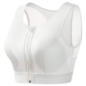 Soutien-gorge de sport gris à fermeture éclair AZORES SPORTS, bordure noire, maintien élevé, séchage rapide, éco-responsable, en Spandex/Polyester pour femme - Product Image 5