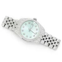 Montre chronographe de luxe Hip Hop Iced Out avec cadran bleu pour homme, mouvement VVS Moissanite, diamants ronds, montre personnalisée