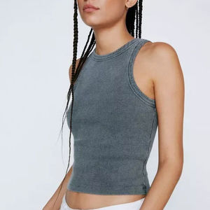 Débardeur de fitness côtelé épais pour femme, fabrication OEM, en tissu polaire lavable, séchage rapide, écologique, taille américaine - Product Image 5