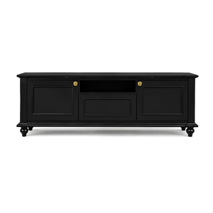 Luxury Black Solid Teak Wood TV Stand Media Console Classic Entertainment <b>Cabinet</b> for Hotel Villa Apartment <b>Bedroom</b> Furniture - Product Image 1