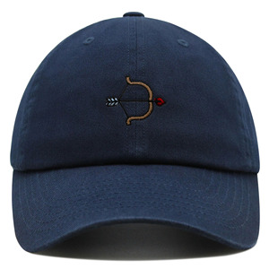 Casquette de baseball bleu marine à 6 panneaux avec logo arc et flèche brodé, unisexe, ajustable, en sergé de coton, décontractée pour adulte - Product Image 1