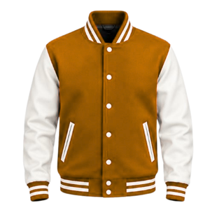 Chaqueta Clásica de Béisbol para Hombre, Estilo Letterman, Premium, con Mangas en Contraste, Cuello Acanalado a Rayas y Cierre de Broches - Product Image 1