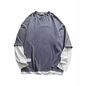 เสื้อยืดแขนยาวพิมพ์ลายสองชั้นสีน้ำตาลสำหรับผู้ชายสไตล์สตรีทแวร์ |   ผ้าฝ้ายแท้ 100% เนื้อหนา |   แห้งเร็ว เป็นมิตรกับสิ่งแวดล้อม - Product Image 4
