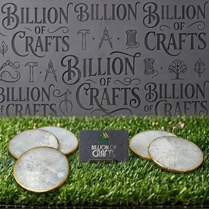 Round Resin <b>Coaster</b> Set Of 6 with <b>Gold</b> Edge Decorative Drink <b>Coasters</b> Table <b>Coasters</b> for Home Hotel Restaurant Office - Product Image 3