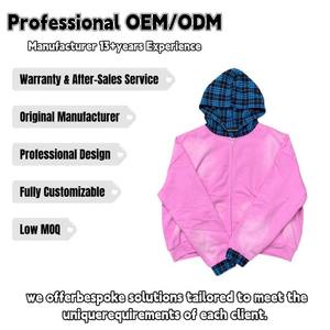 Sudadera con Capucha Premium Personalizada con Diseño a Cuadros y Parches Vintage para Hombre, Corte Holgado, Tejido Grueso de Felpa Francesa, Estilo Urbano - Product Image 4