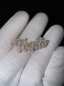 Fully Iced Out Lab Grown Diamond Custom Cursive Letter Name Necklace 14K <b>Solid</b> <b>Gold</b> Unique Luxury Charm <b>Pendant</b> Gift for Her Him - Product Image 6