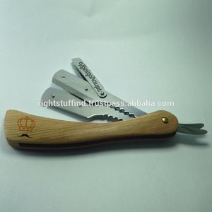 Fancy <b>Straight</b> Edge <b>Razor</b> Manual Shaver for Men Blades Wooden Handle Barber Kit Wholesale Price Barber Products - Product Image 2