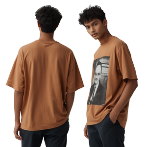 Camiseta de Manga Corta para Hombre, Estilo Vintage, Holgada, con Estampado Gráfico, Cuello Redondo, Algodón Jersey 320g, Moda Urbana, Personalizable - Product Image 3