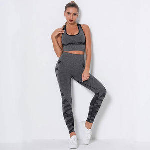 Women's Active Fitness Yoga Set Customized Own Design Sports Yoga Bra and Leggings <b>Animal</b> Print Canvas Fabric Wholesale - Product Image 1