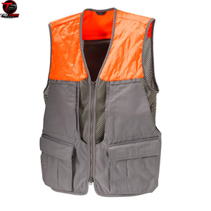 Chaleco Utilitario Acolchado para Hombre, Gris y Naranja Brillante, con Cuello en V, Cremallera Completa, Panel de Ventilación de Malla y Bolsillo Inferior con Solapa, Ideal para Caza y Actividades al Aire Libre - Product Image 1