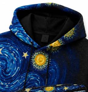 เสื้อฮู้ดสตรีทแวร์โอเวอร์ไซส์ พิมพ์ลายนามธรรมทั่วตัว ผ้าฝ้าย 100% นุ่ม หนา สวมใส่สบายสำหรับผู้ชาย  รับผลิตจำนวนมาก (OEM) - Product Image 4
