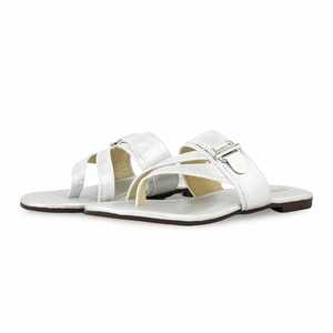 <b>Silver</b> <b>Heeled</b> <b>Sandals</b> Casual CL1925 Chappal - Product Image 3