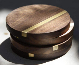 Modern Eco-Friendly Wooden Beverage Coasters Reclaimed Wood <b>Round</b> <b>Mats</b> & Pads Natural Finish - Product Image 3