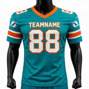 Uniforme d'équipe de football américain personnalisé pour les écoles, short à col en V, unisexe, adulte, séchage rapide, respirant, tissu 100% polyester - Product Image 1