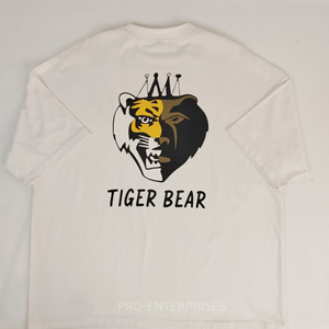 เสื้อยืดแขนสั้นสีขาวขนาดใหญ่พิเศษพร้อมโลโก้มงกุฎสีดำพิมพ์ด้านหน้าเสื้อคอกลมลำลองผ้าฝ้ายเจอร์ซีย์สำหรับผู้ชาย - Product Image 6