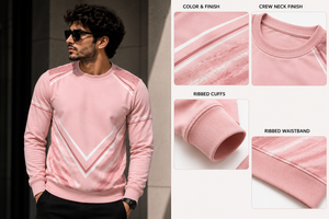 เสื้อสเวตเชิ้ตผู้ชายสีชมพูพิมพ์ลาย คอกลม ทรงปกติ สวมใส่สบายๆ ในฤดูใบไม้ร่วง พิมพ์ลายแบบซับลิเมชั่น ผ้าโพลีเอสเตอร์ถัก 100% - Product Image 3