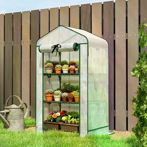 Grand lit de jardin moderne en acier et bois pour l'extérieur avec mini-serre en verre escamotable pour la croissance des plantes - Product Image 5