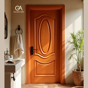 Puerta Interior Ovalada de Madera Maciza Mediterránea para Renovación de Baños, Fabricación Personalizada GA-24S - Product Image 2