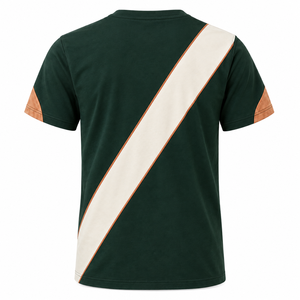 T-shirt à manches courtes vert pour homme avec rayures diagonales, coupe classique, col rond, tricoté en polyester, style décontracté et sportif - Product Image 3