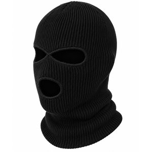 Masque de ski en tricot noir personnalisé à 3 trous, balaclava, couvre-visage d'hiver, masque facial complet chaud - Product Image 5