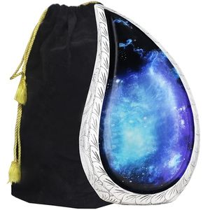 Decorative <b>Aluminum</b> Tear Drop Ash Urn Funeral Memorial <b>Container</b> Featuring Smooth Polished Exterior Detailing - Product Image 2
