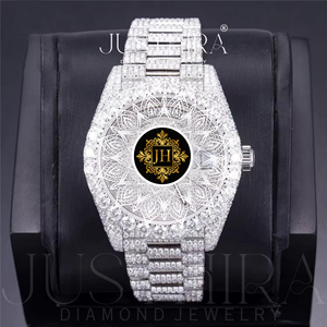 Hot sale Custom Logo Moissanite Diamond Watch End Luxury <b>Wristwatch</b> with Full Stone Setting for Unisex Available At Best Price - Product Image 6