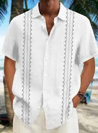 <b>Men</b> Short Sleeve Button Down <b>Shirt</b> Embroidered Casual Hawaiian Summer <b>Beach</b> Vacation Fashion Top Lightweight Loose Fit <b>Shirt</b> Top - Product Image 5