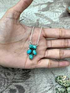 Handmade Kingman Turquoise <b>Necklace</b> Sterling Silver Southwestern Boho Artisan <b>Statement</b> Jewelry Natural Gift for Her - Product Image 2
