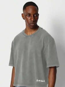 T-shirt Homme Oversize en Coton Lavé 100% Coton Lourd OEM, Impression Sérigraphique Personnalisée, Coupe Boxy, Style Streetwear - Product Image 3