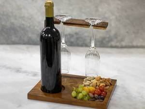 Premium Acacia Wood <b>Wine</b> Station Organizer Countertop Syrup Bottle Holder Bear Pod Cup Mug Storage Tray Vintage cafe Style - Product Image 3