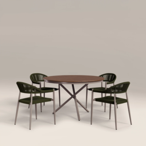Modern <b>Dining</b> Room Set with <b>Round</b> Wood <b>Table</b> and Four Curve Back Chairs for Home Furniture - Product Image 2