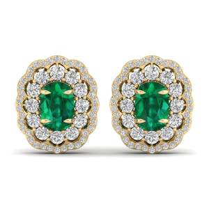 REYES Pendientes de Oro Sólido de 14K de Lujo con Moissanita y Cierre de Rosca, Corte Cojín, Gema Esmeralda de 10Ct, Joyería Fina para Mujer - Product Image 6