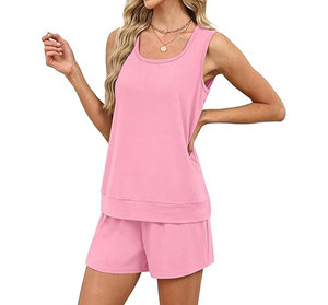 High Quality Cotton satin fabric set Breathable eco-friendly shirt Summer short sleeves shirt Elastic waist shorts - Product Image 3