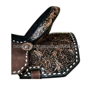 Selle de cheval de course Western Barrel confortable et respirante de qualité supérieure et exclusive en cuir véritable avec collant - Product Image 4